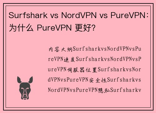 Surfshark vs NordVPN vs PureVPN：为什么 PureVPN 更好？